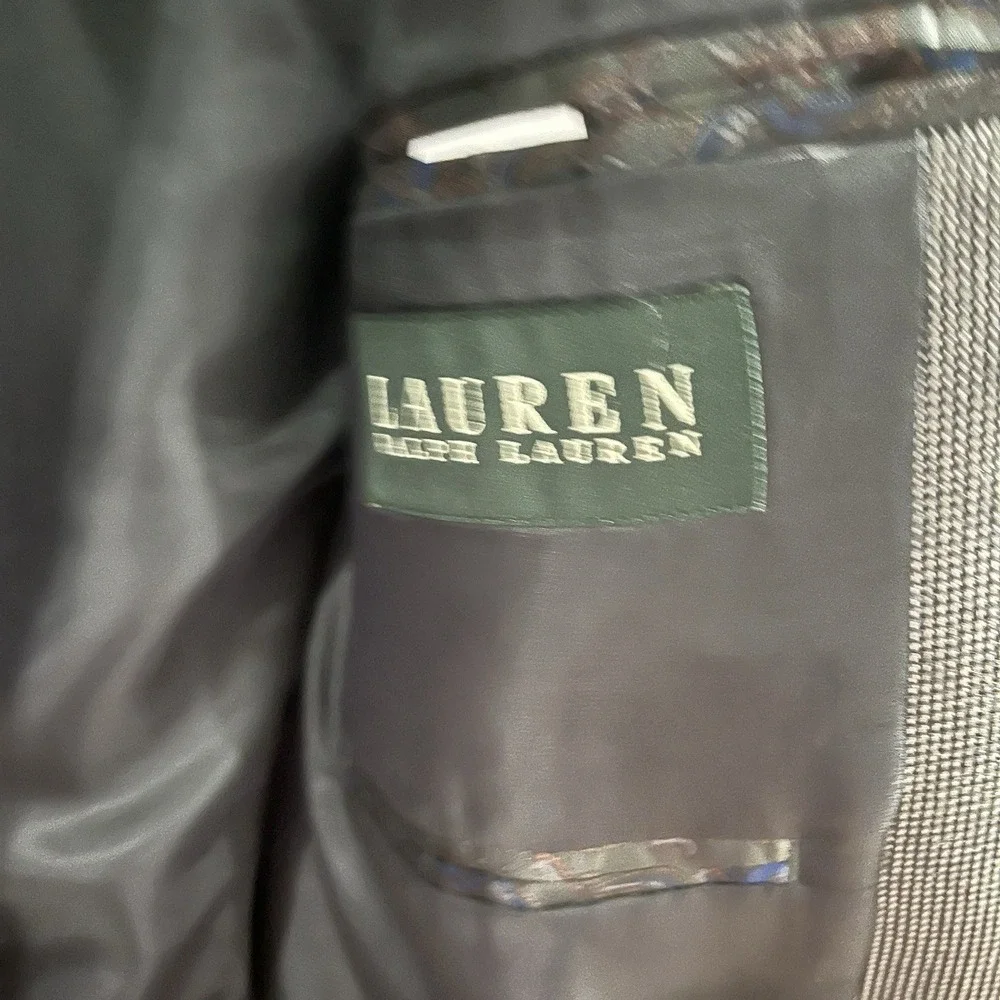 Lauren Ralph Lauren Blazer Sport Coat Mens 44L Gray Elbow Patch 2 Button